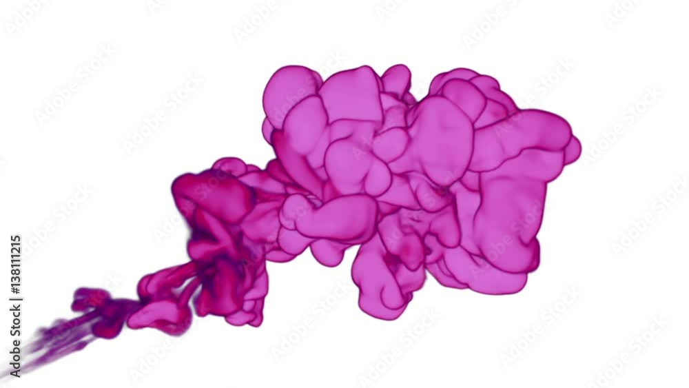 Poster rosy ink with alpha mask in water move in slow motion. vfx cloud of ink or smoke for transitions, ba