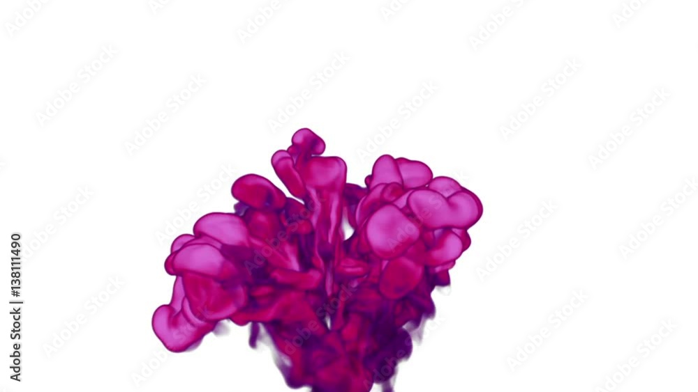 Poster rosy ink with alpha mask in water move in slow motion. vfx cloud of ink or smoke for transitions, ba