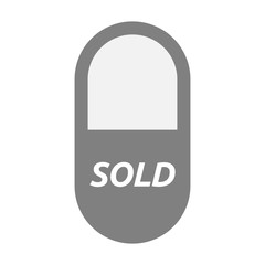 Isolated pill with    the text SOLD