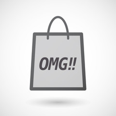 Isolated shopping bag with    the text OMG!!