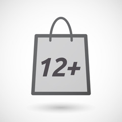Isolated shopping bag with    the text 12+