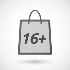 Isolated shopping bag with    the text 16+