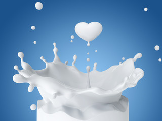 Fototapeta na wymiar Drop of milk in form of heart