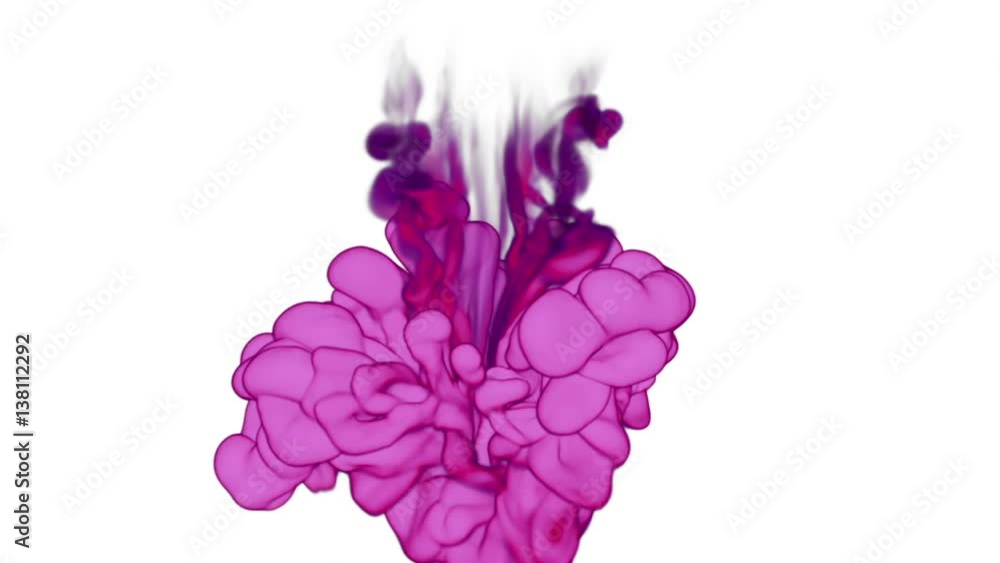 Poster rosy ink with alpha mask in water move in slow motion. vfx cloud of ink or smoke for transitions, ba