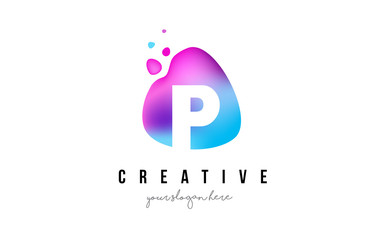 P Letter Dots Logo Design with Oval Shape.