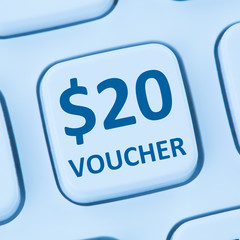 20 Dollar voucher gift discount sale online shopping internet store shop