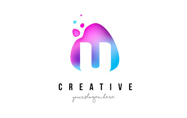 U Letter Dots Logo Design with Oval Shape.