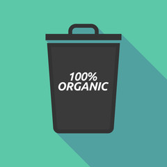 Long shadow trash can with    the text 100% ORGANIC