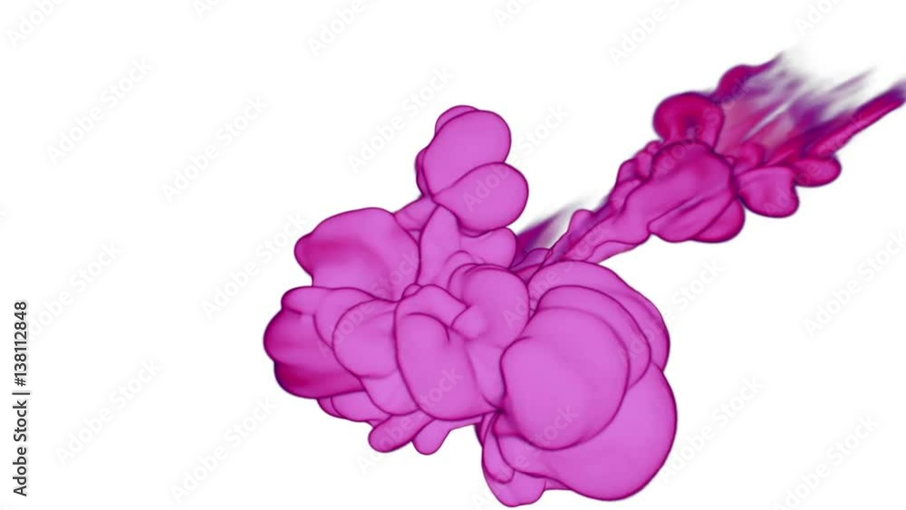Poster rosy ink with alpha mask in water move in slow motion. vfx cloud of ink or smoke for transitions, ba
