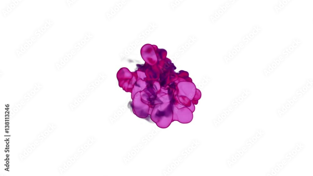 Poster rosy ink with alpha mask in water move in slow motion. vfx cloud of ink or smoke for transitions, ba