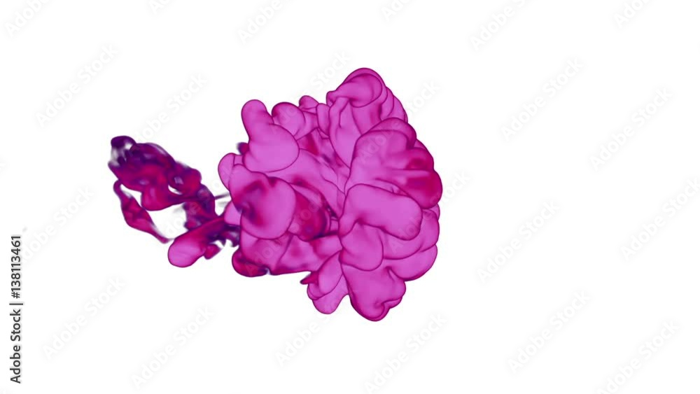 Poster rosy ink with alpha mask in water move in slow motion. vfx cloud of ink or smoke for transitions, ba