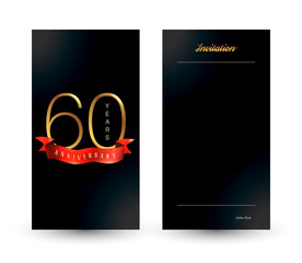 60th anniversary decorated greeting card template.