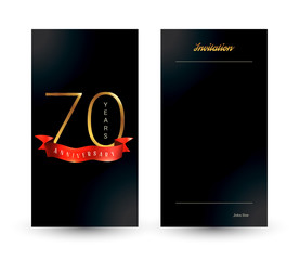 70th anniversary decorated greeting card template.