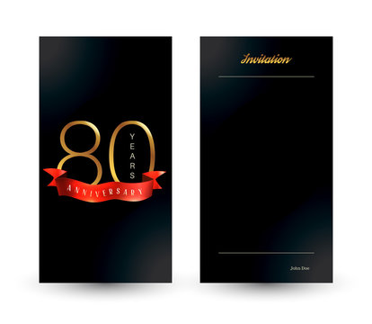 80th anniversary decorated greeting card template.
