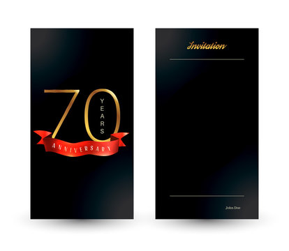 70th anniversary decorated greeting card template.