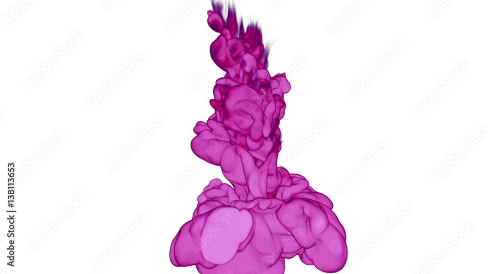 Poster rosy ink with alpha mask in water move in slow motion. vfx cloud of ink or smoke for transitions, ba