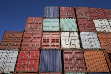 Fototapeta premium colorful plain shipping containers