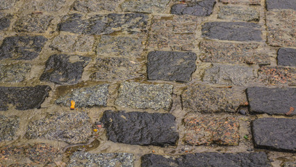 wet cobbles. background