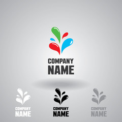 Ink symbol, printing company logo, colored drop