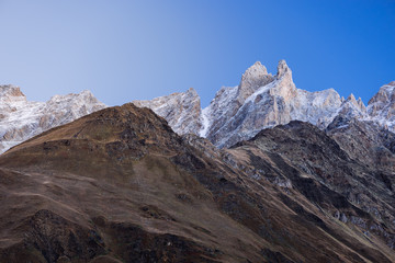 Ridge with rocks before dawn