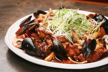 jjim dak. Braised Spicy Chicken with Vegetables.
