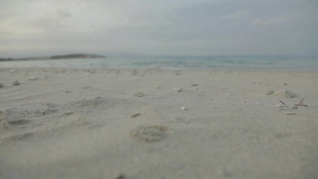 footsteps on a cold windy beach