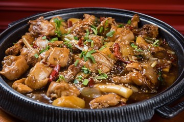 jjim dak. Braised Spicy Chicken with Vegetables.