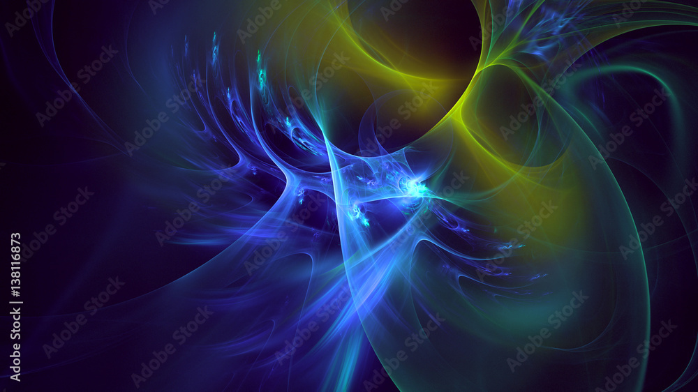 Poster 3d rendering abstract fractal light background