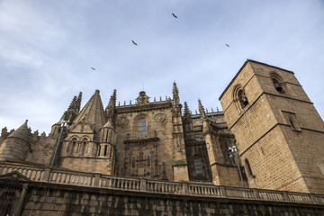 Fototapeta premium Lateral facade of Catedral de Santa Maria of Plasencia, Spain