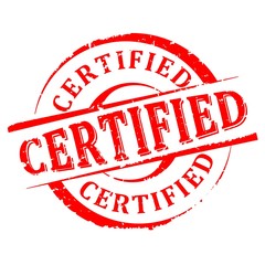Damaged round red stamped - certified - vector eps