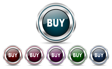 Buy silver metallic web set of vector icons isolated on white background in eps 10.