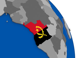 Angola and its flag on globe