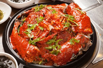 dongtae jjim. Braised Pollack.