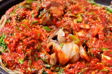 dongtae jjim. Braised Pollack.