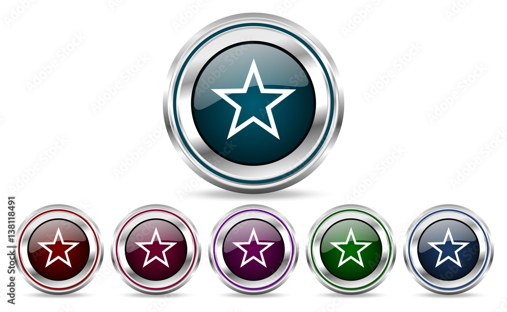 Aufkleber star silver metallic web set of vector icons isolated on white background in eps 10.