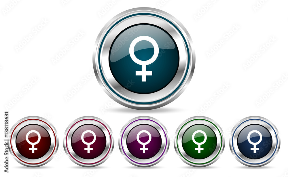 Aufkleber female silver metallic web set of vector icons isolated on white background in eps 10.