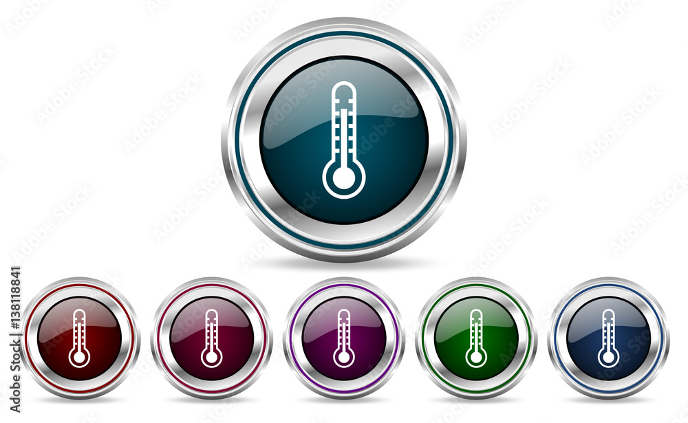 Aufkleber Thermometer silver metallic web set of vector icons isolated on white background in eps 10.