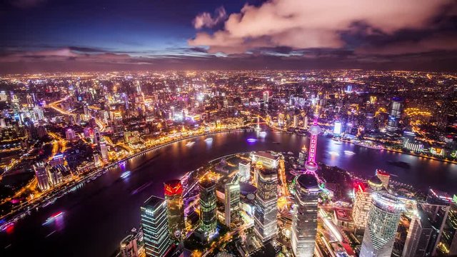  Timelapse and bird's view of landmark in Puxi and Pudong CBD,Shanghai, China
