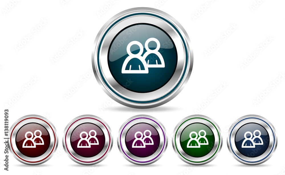 Poster forum silver metallic web set of vector icons isolated on white background in eps 10.