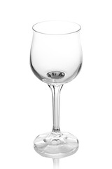 Tulip shaped wine glass isolated on white background