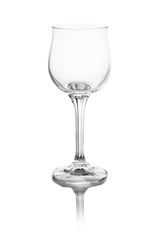Tulip shaped wine glass isolated on white background