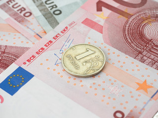 Euro banknotes closeup