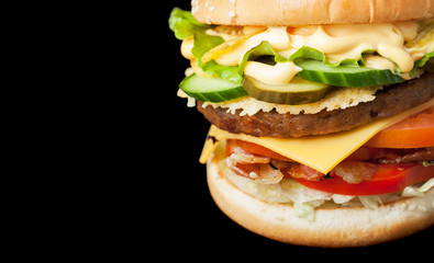 A delicious burger with bacon