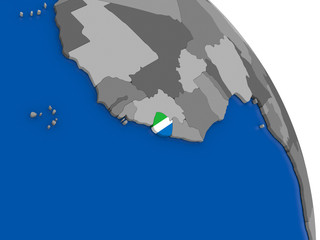 Sierra Leone and its flag on globe