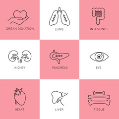 Obraz premium Organ Transplantation icon set