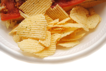Potato Chips Served on a Plate