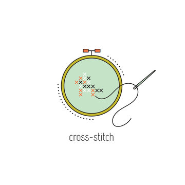 Cross-stitch line icon