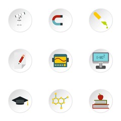 Study icons set, flat style