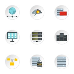 Computer protection icons set, flat style