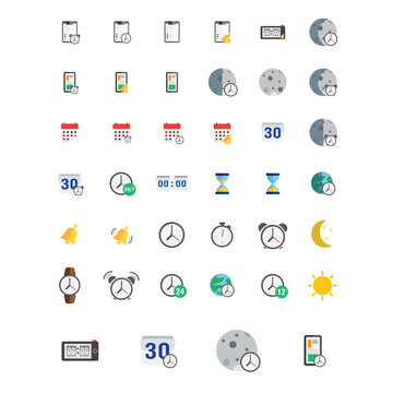 icons set. Vector illustration of flat colored pictogram. Sign and symbols